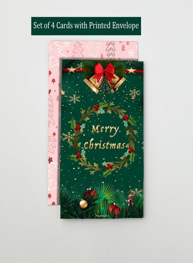 PICKKART Christmas Greeting Cards Set, Holiday Collection with Festive Designs and Messages, Pack of 4 - Image 3
